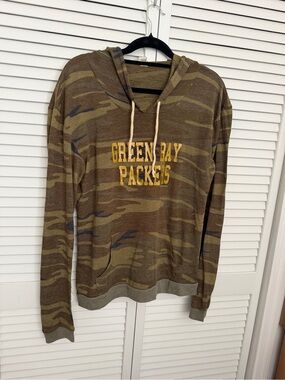 Alternative Custom Green Camo Hoodie with Yellow Green Bay Packers Print Size XL